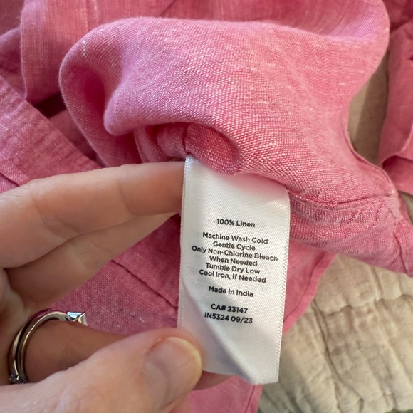 TALBOTS Boyfriend Linen Button-Down Shirt in Pink - Picture 6 of 6